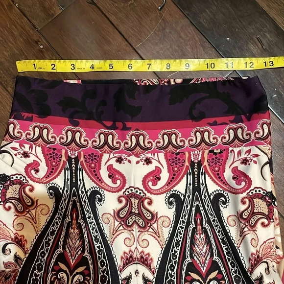 Venus Wide Leg Paisley Print Pant Stretchy Side zip Pink Multi Size XS Flowy - Picture 5 of 12